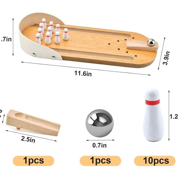 Tabletop‎ Mini Bowling Game Set,Funny White Elephant Gifts - Picture 2 of 7